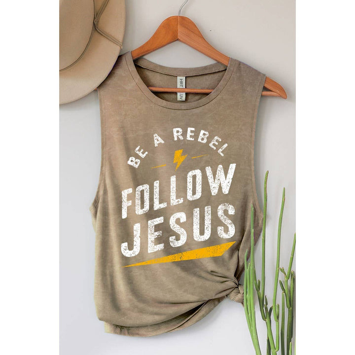 FOLLOW JESUS MINERAL GRAPHIC TANK TOP