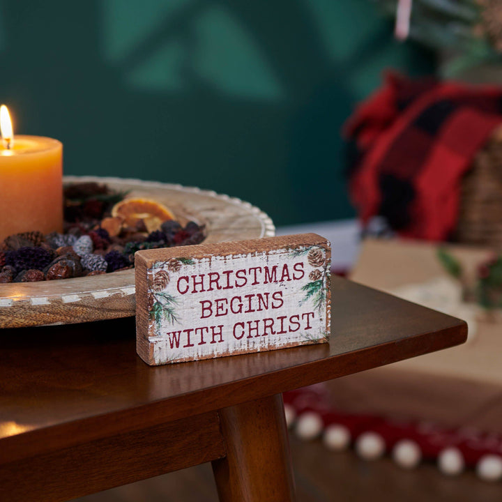 Primitives by Kathy - Begins With Christ Block Sign