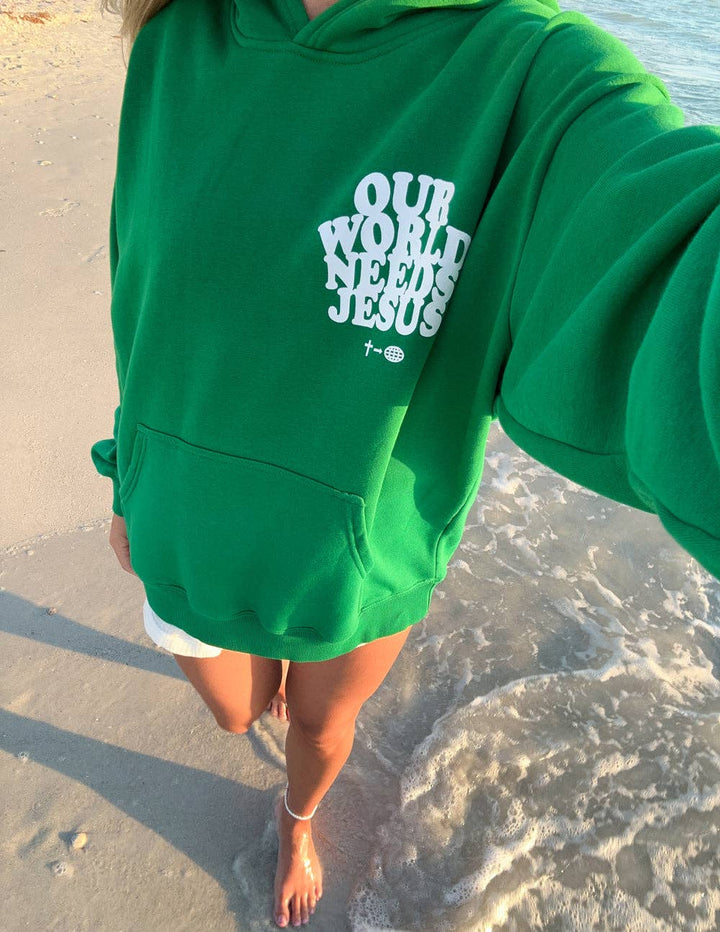 Our World Needs Jesus Unisex Hoodie: L