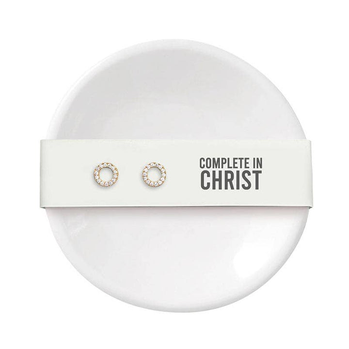 Faithworks by Creative Brands - Ceramic Ring Dish &amp; Earrings - Complete in Christ
