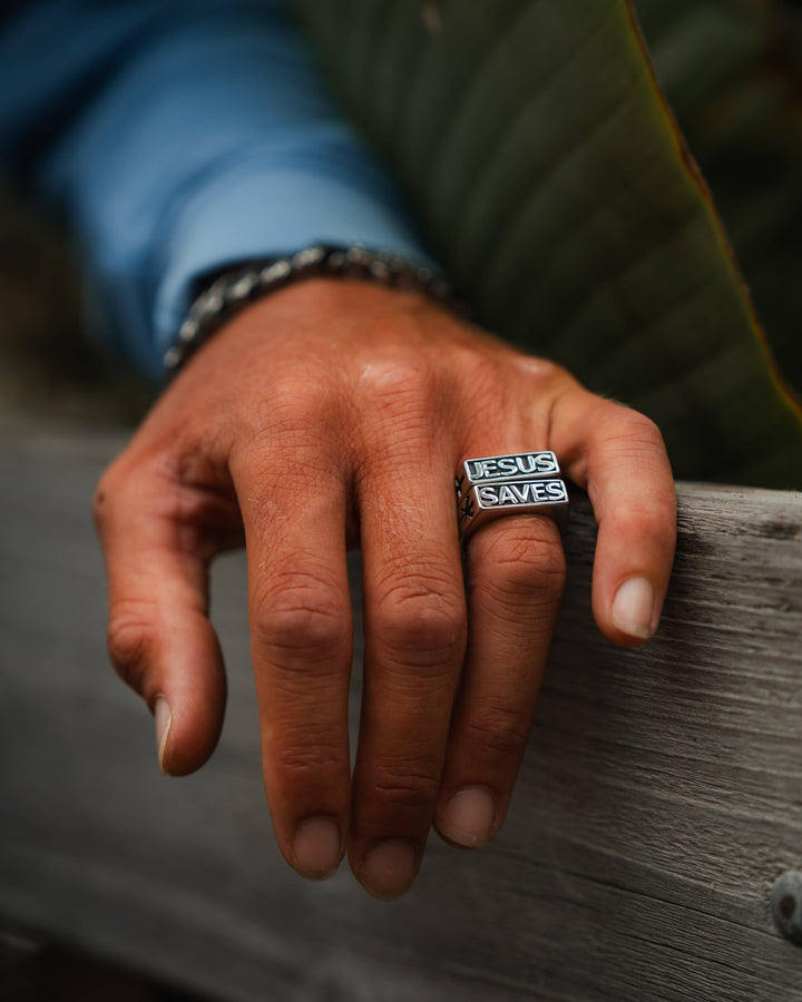 In God We Must - Jesus Saves Ring Set
