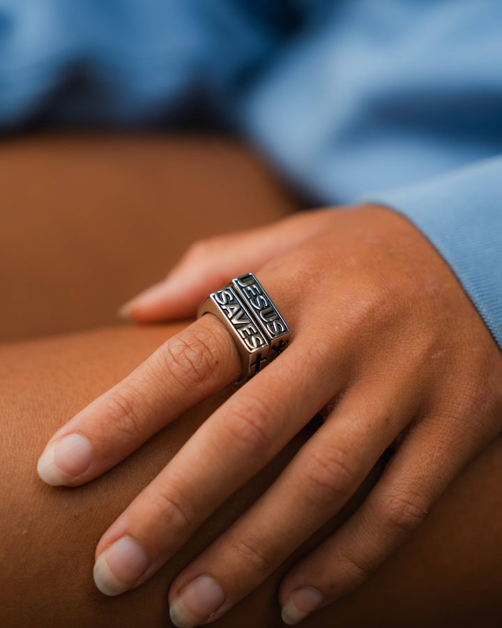 In God We Must - Jesus Saves Ring Set