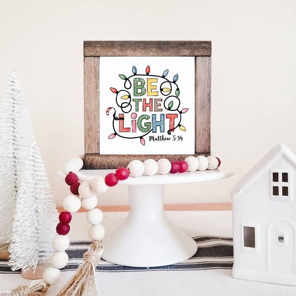 Hooked On Jesus Co. - Matthew 5:14 Christmas Light Wood Sign - Tabletop Decor