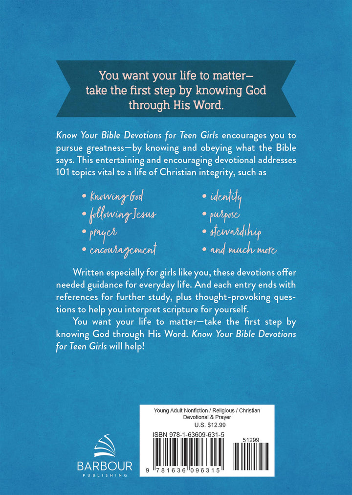 Barbour Publishing, Inc. - Know Your Bible Devotions for Teen Girls
