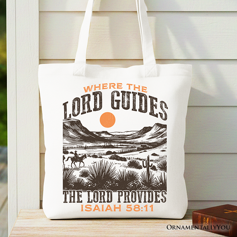 OrnamentallyYou - The Lord Provides Christian Tote Bag, Retro Western Desert Worship Gift Shopper
