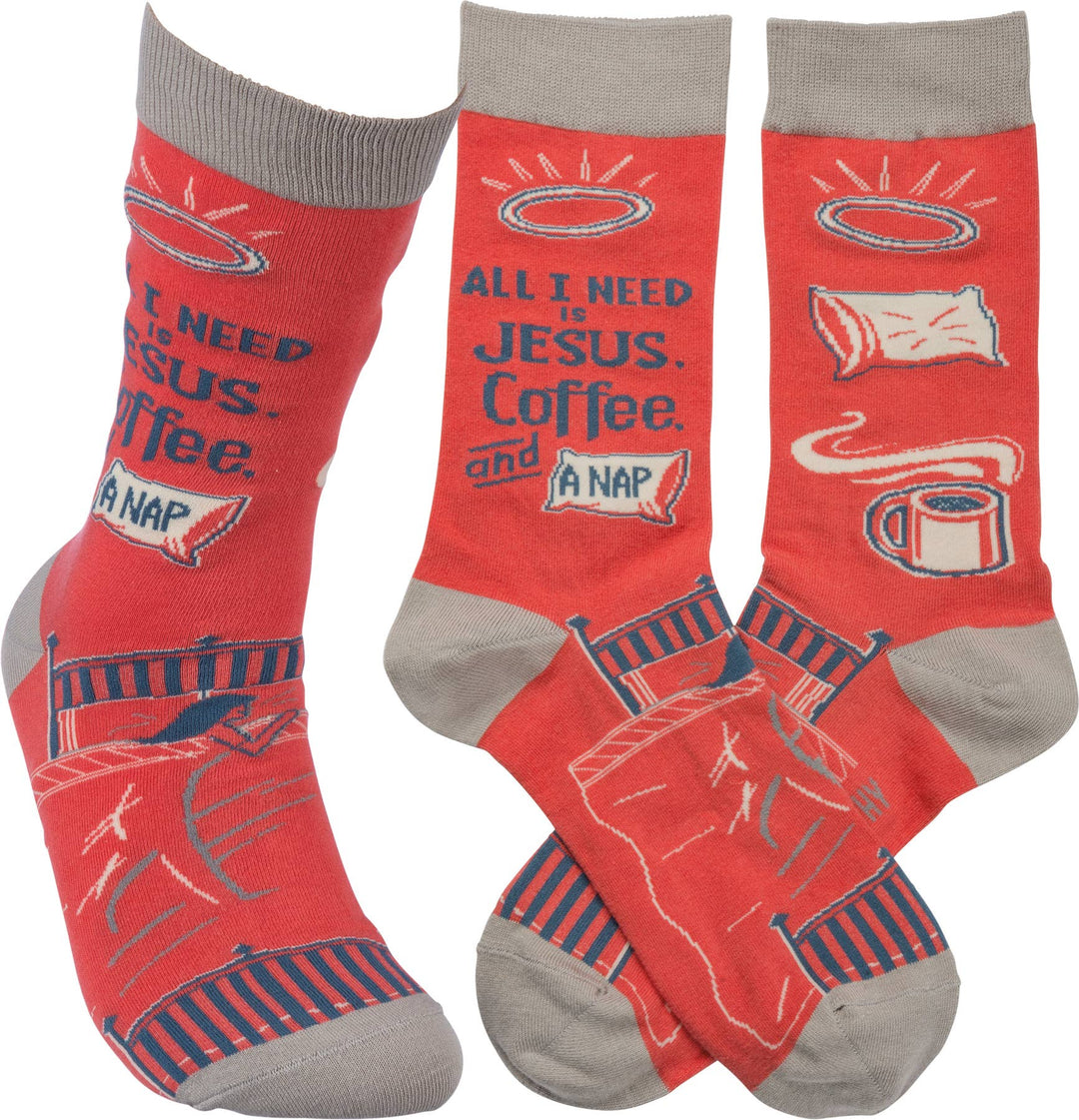 All I Need Is Jesus Coffee And Naps Socks