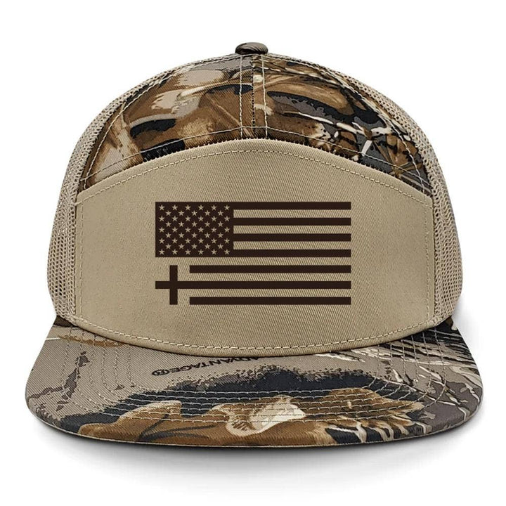 7-Panel Hat American Flag Cross