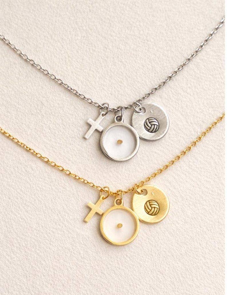Little Happies Co - Volleyball mustard seed necklace, bulk team gifts, faith-based volleyball gift for her
