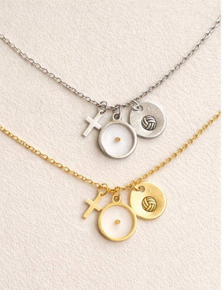Little Happies Co - Volleyball mustard seed necklace, bulk team gifts, faith-based volleyball gift for her