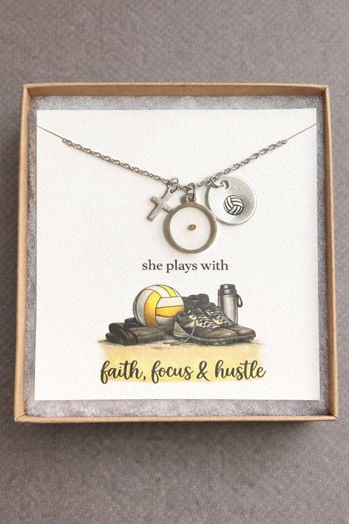 Little Happies Co - Volleyball mustard seed necklace, bulk team gifts, faith-based volleyball gift for her