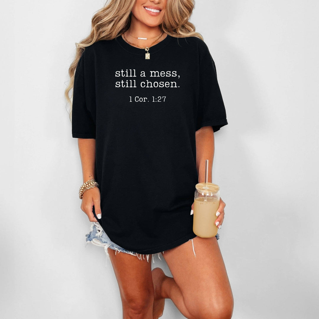 Still A Mess, Still Chosen 1 Cor 1:27 Graphic Tee - Summer : Blue Jean / Small