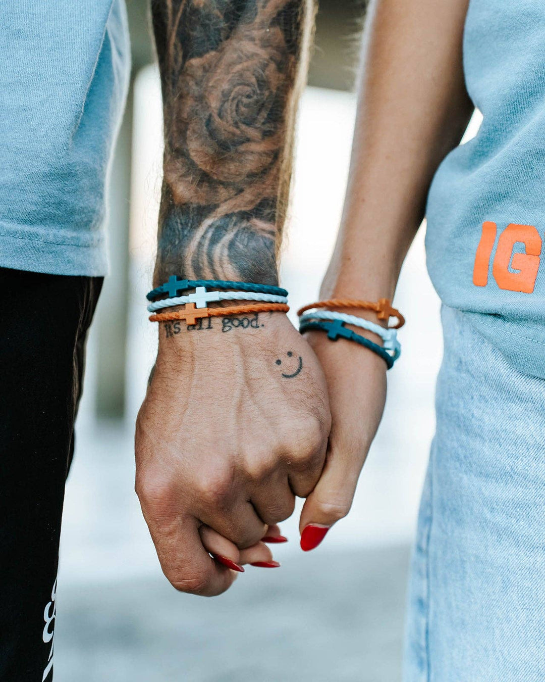 In God We Must - Infinity Cross Bracelets-Blue/Orange/Teal