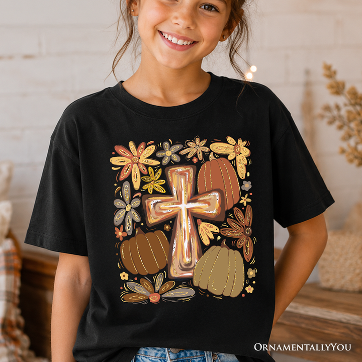 OrnamentallyYou - Kids Fall Blessings T-Shirt, Autumn Christian Faith Tee for Youth