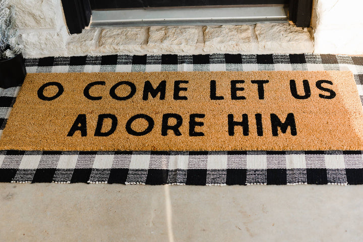 Modern Burlap - Doormat runner - Buffalo plaid