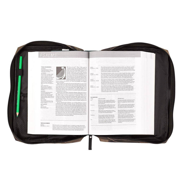 Christian Art Gifts - Bible Cover Organizer Camouflage Stand Firm 1 Cor 16:13