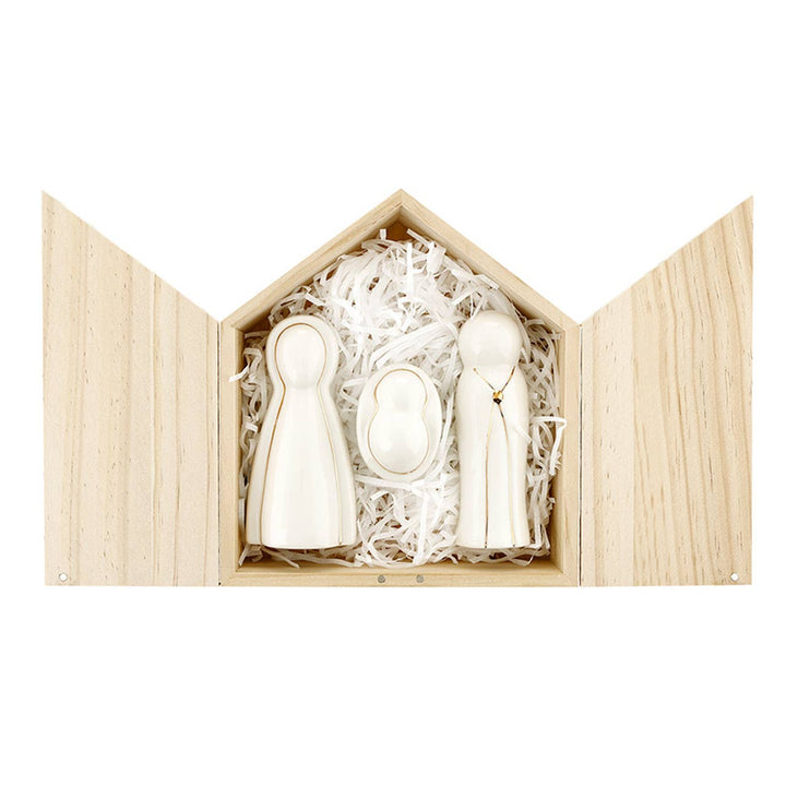 Santa Barbara Design Studio by Creative Brands - Ceramic Figurines Pine Wood Box - Holy Family - Large