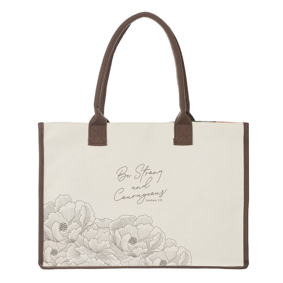Tote Canvas Cream Strong &amp; Courageous Josh. 1:9