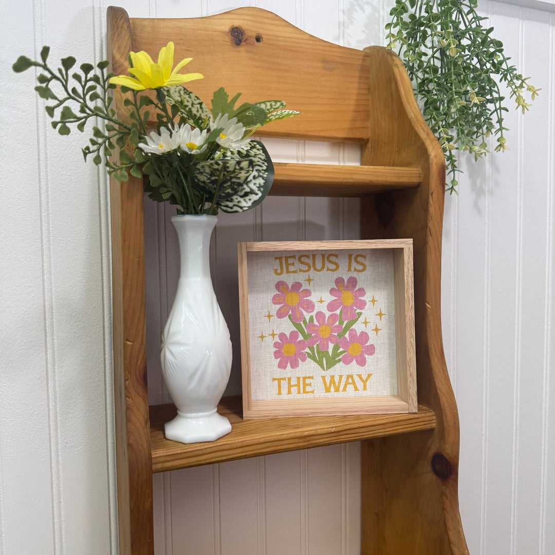 Jesus is the Way - Flower Inspirational Canvas Art - Framed