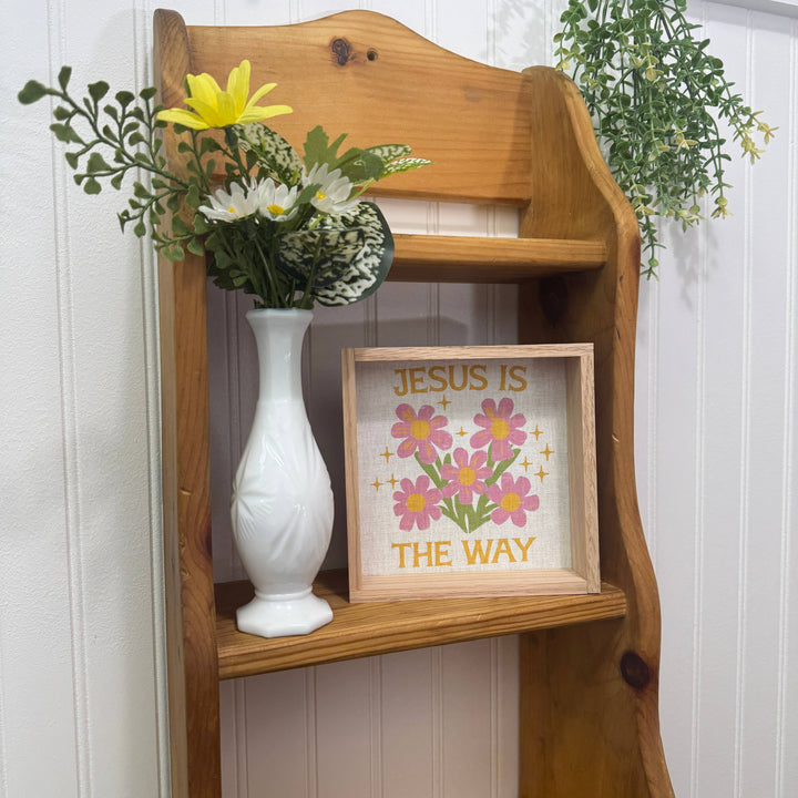 Jesus is the Way - Flower Inspirational Canvas Art - Framed