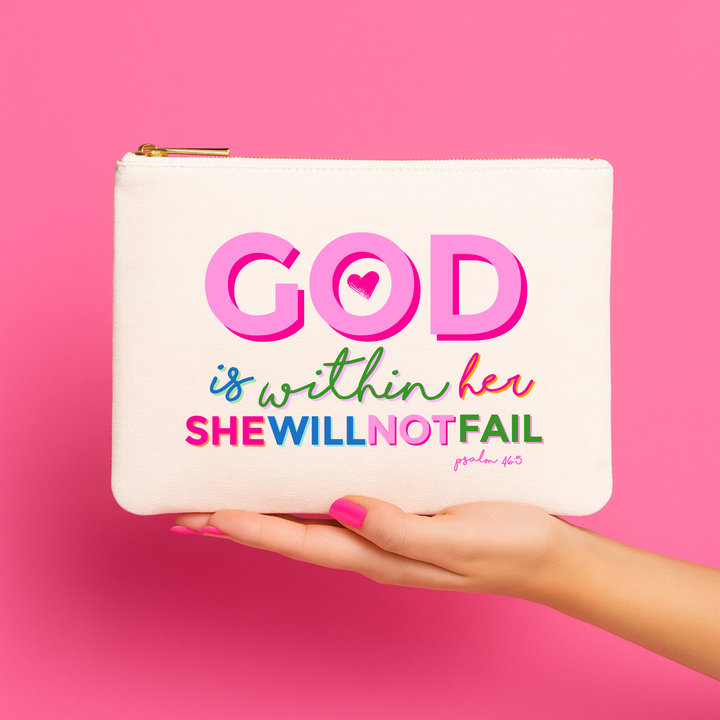 *NEW Christian gift God Is Within Her Colorful Canvas Bag