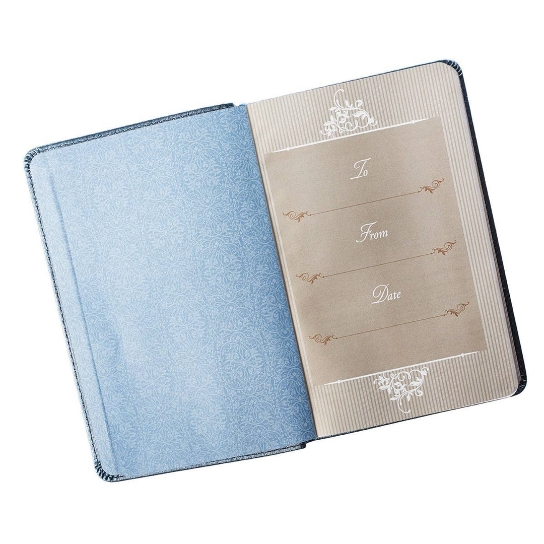 Christian Art Gifts - Devotional for Mr. &amp; Mrs. Blue Faux Leather