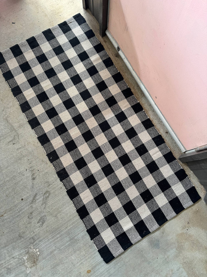 Modern Burlap - Doormat runner - Buffalo plaid