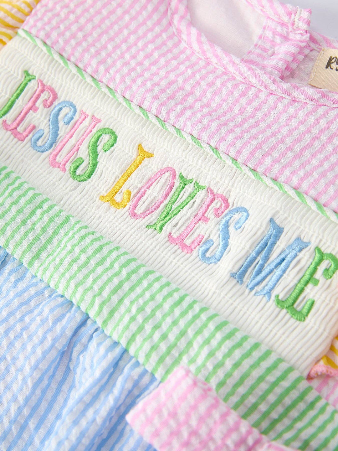 Jesus Loves Me "Embroidered Baby Girls Romper